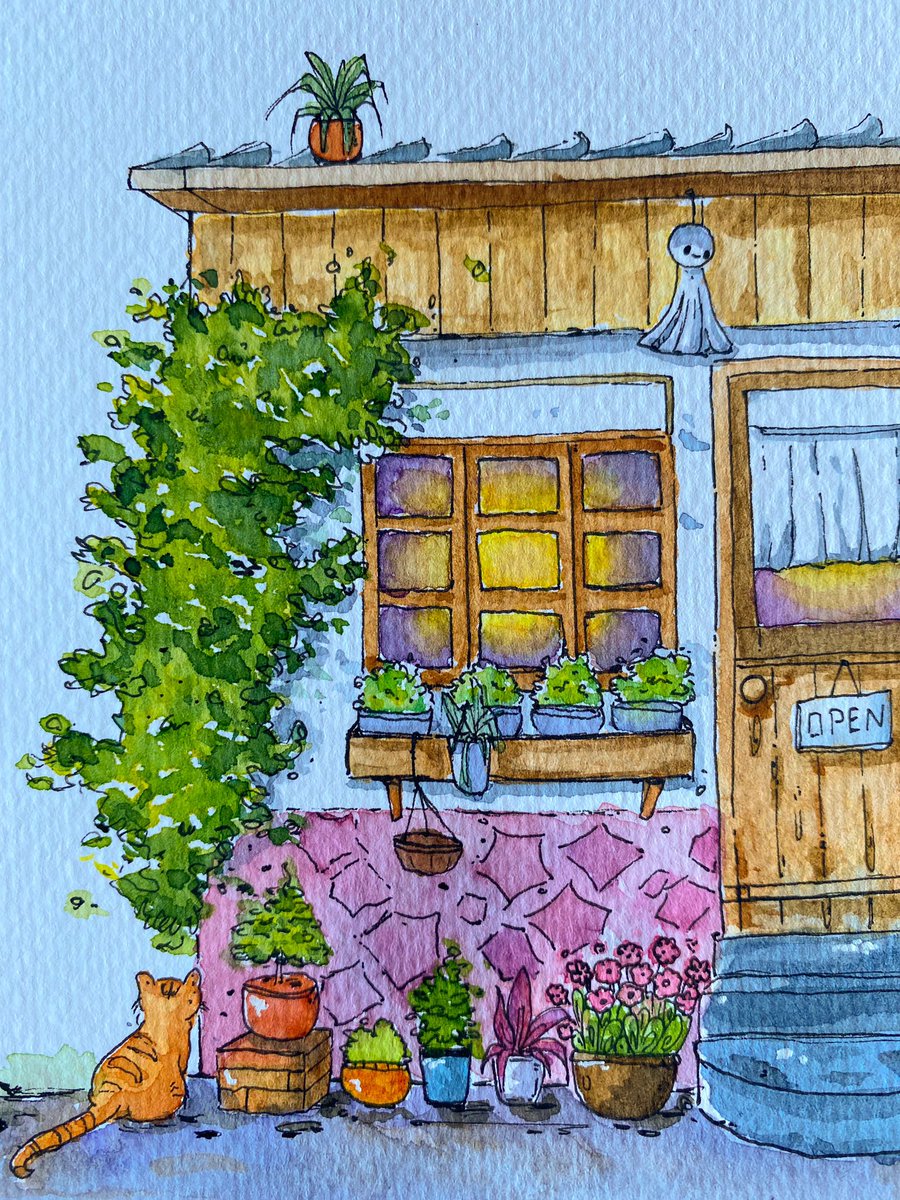 🎨 IG: mmo.okii | TikTok: mookki07🪴🫶🏻 #watercolour #painting #art #house #paint