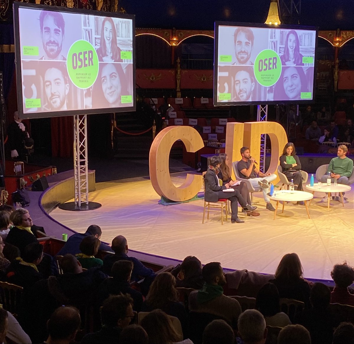 ChristianLauro's tweet photo. Table ronde #RDR2022 .@cjd_france « Oser repenser le rapport au travail » : “Repenser l’Entreprise…par l’utilité…désirable !” Arthur Auboeuf de Time for the Planet, @Timefortheplan1 #CJD92 https://t.co/4RzEpk3u4o