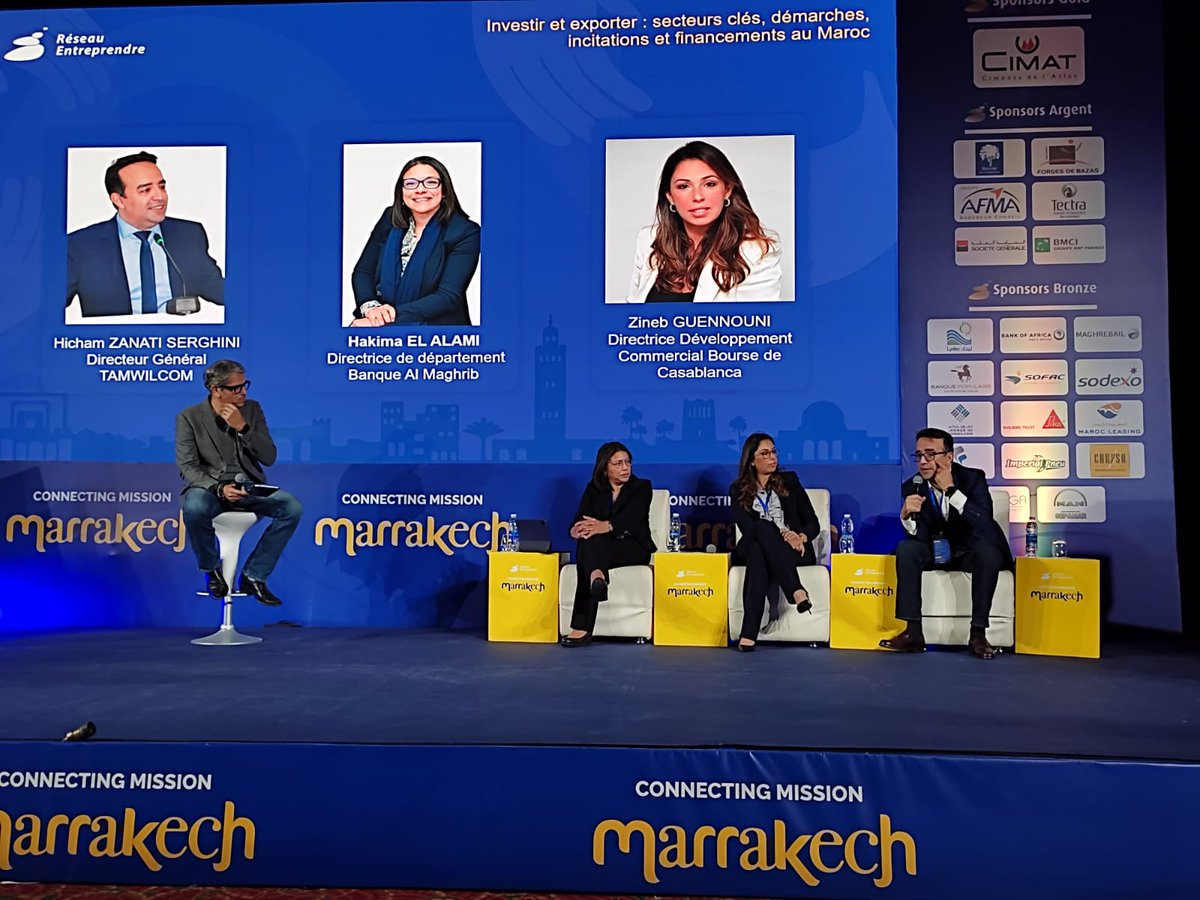 tamwilcom_maroc's tweet photo. Intervention de M. Hicham ZANATI SERGHINI, Directeur Général de #TAMWILCOM aux Rencontres Internationales ‘‘CONNECTING MISSION’’ organisées par @RE_Maroc , qui se tient en ce moment à l’hôtel du Golf Rotana Palmeraie - Marrakech. https://t.co/mjEhnvoiMJ
