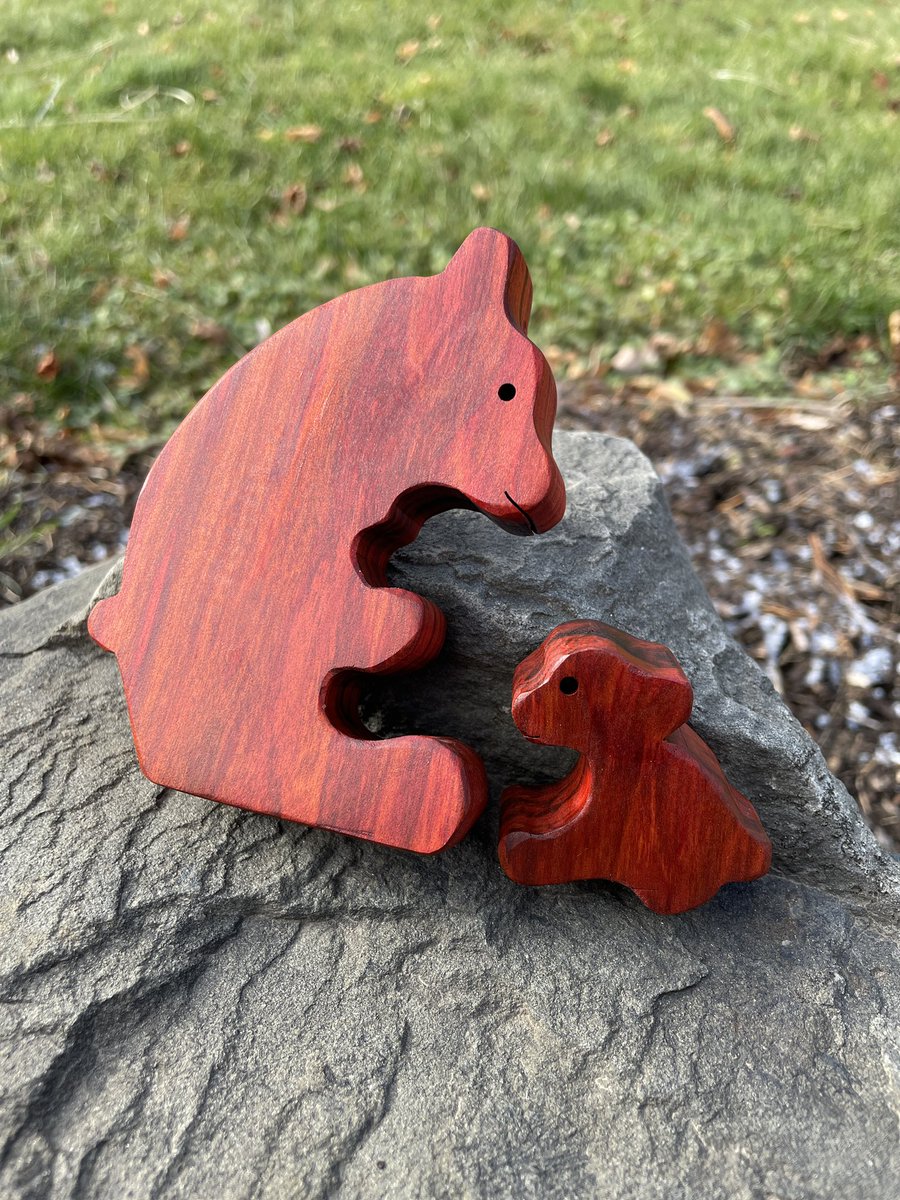 Finished and delivered this bear set today.  I utilized redheart and a scroll saw to create this set.  Check out our website at 607woodshop.com. You can also see some of our other products on our Instagram account <a href="/607WoodShop/">607 Wood Shop</a> 

#present #christmas #woodshop #gift