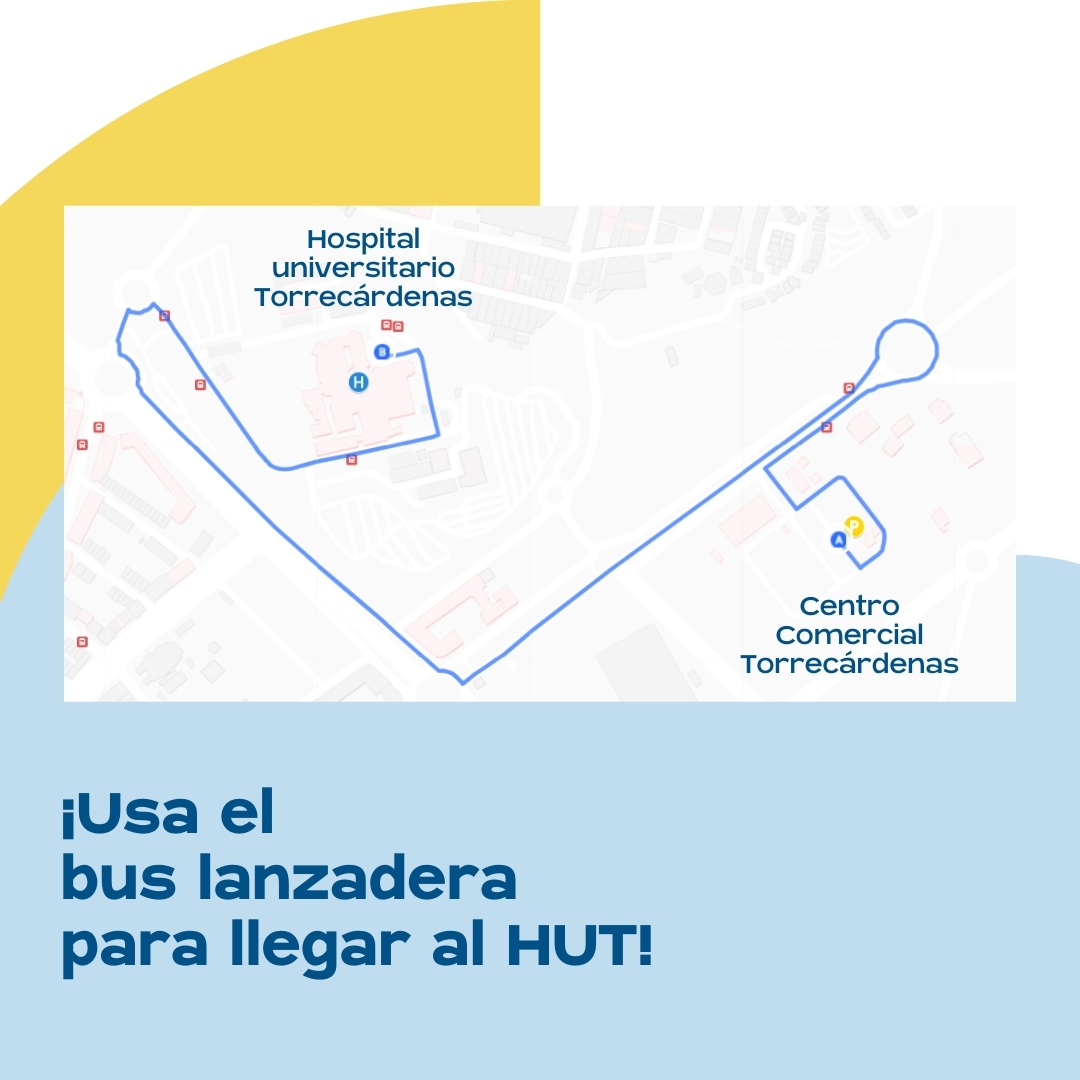 🚌 Si necesitas acudir al HUT recuerda que puedes usar una de las más de 500 plazas de aparcamiento que el <a href="/TorrecardenasCC/">Centro Comercial Torrecárdenas</a> nos ha cedido de forma gratuita y utilizar el autobús gratuito que conecta de forma directa el hospital y el centro comercial➡️ bit.ly/3xDVhL9