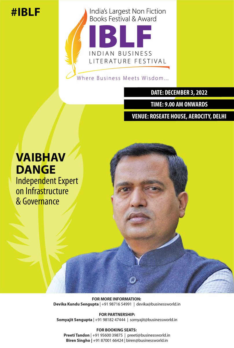 BWBusinessworld's tweet photo. Tomorrow: For the Literati and the Lovers of the Written Words, we bring to you India's Biggest Non-Fictional Literature Festival, IBLF in 21 Cities starting with Dilwalo ki Delhi on December 3, 2022 at Roseate House, Aerocity
#IBLF2022 

Register now: https://t.co/uN3VgU8mJC https://t.co/ELVruQQ8XT