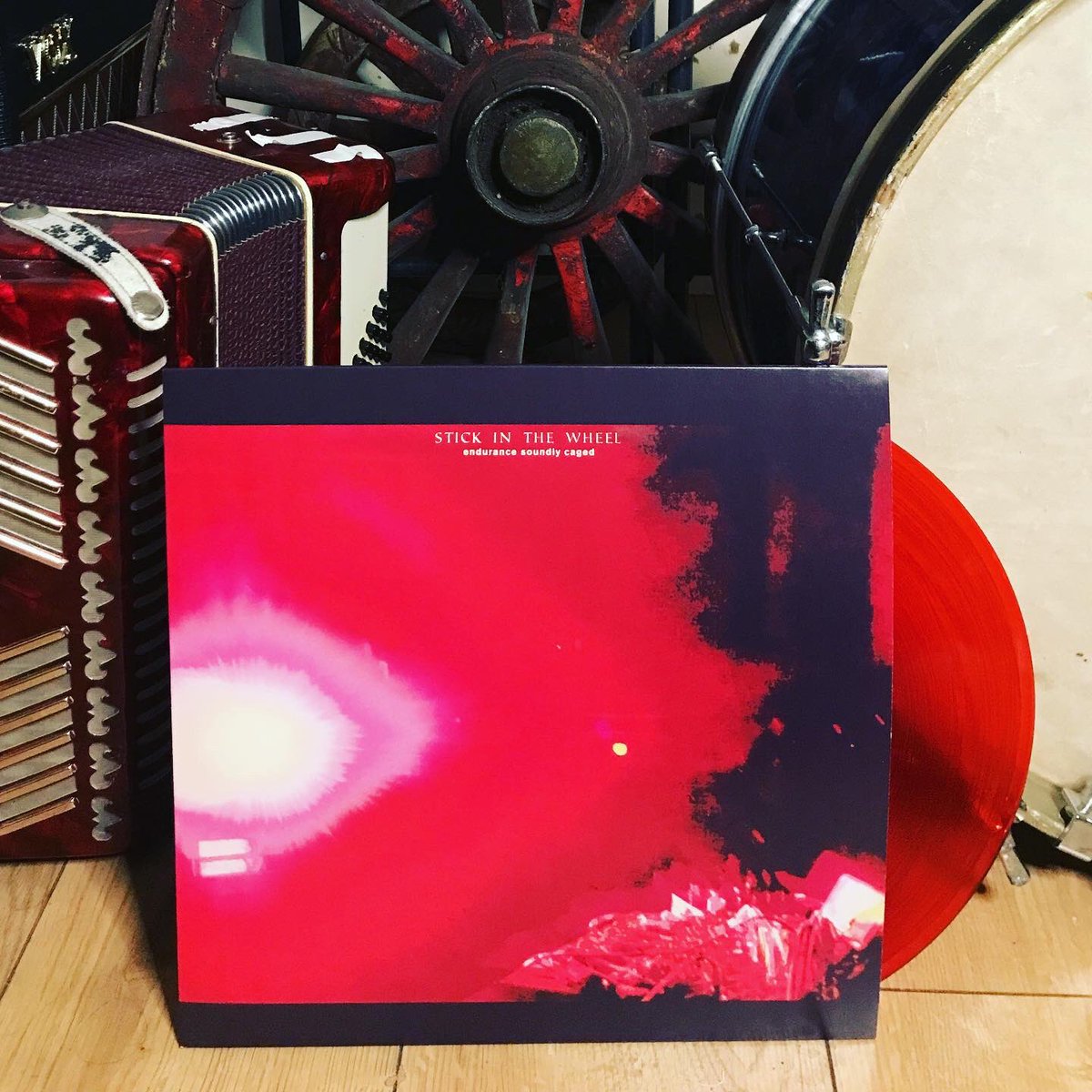 OUT TODAY - Endurance Soundly Caged on transparent red vinyl/CD/digital 🎈🎈🎈 stickinthewheel.lnk.to/EnduranceSound…

It’s Bandcamp Friday: a good time to grab one of the limited vinyls or CDs.

Thanks for all your support 🙏 and to our awesome touring band <a href="/siany_drums/">Siân Monaghan</a> and <a href="/folk_cunning/">Cunning Folk</a>.