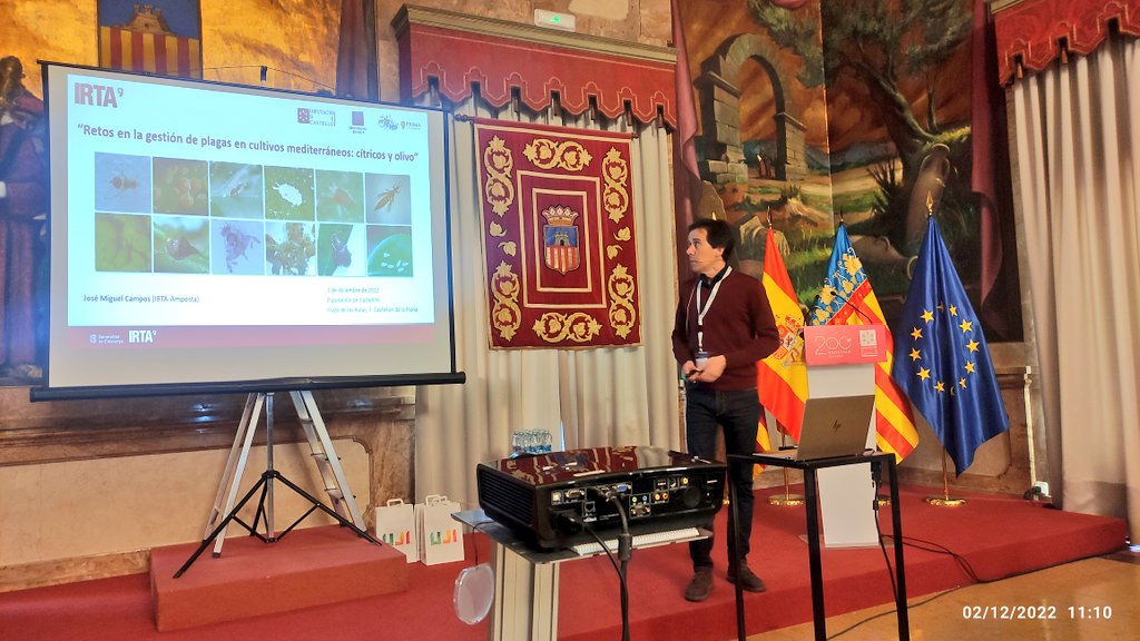 Turno ahora de <a href="/jcamposrivela/">José Miguel Campos</a> del <a href="/irtacat/">IRTA</a> 
Retos en la gestión de plagas en cultivos #mediterráneos: cítricos 🍋 y olivos 🫒
<a href="/UJIuniversitat/">Universitat Jaume I</a> <a href="/PrimaIntomed/">INTOMED_PRIMA</a> <a href="/dipcas/">Diputació de Castelló</a>