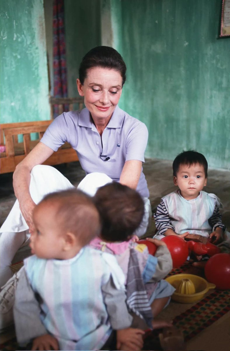 .@UNICEF Goodwill Ambassador Audrey Hepburn photographed by Peter Charlesworth while visiting a a UNICEF-supported creche close to Hanoi, Vietnam, 1990 #WorldChildrensDay #UniversalChildrensDay