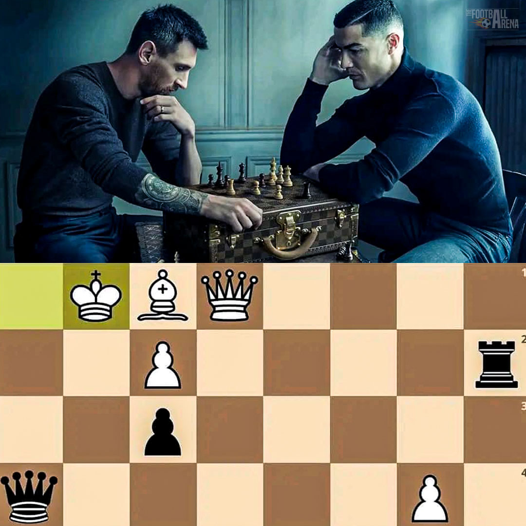 Curiosidades Europa on X: As peças de xadrez no tabuleiro de Messi e  Ronaldo repetem exatamente a posição das peças em uma das partidas entre os  grandes enxadristas Magnus Carlsen e Hikaru