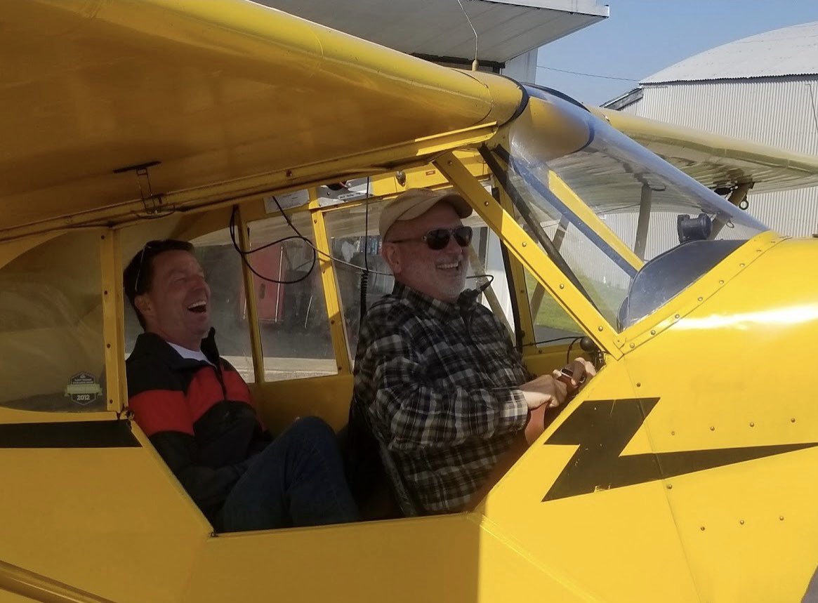 2022 WAHF inductee John Dorcey (front seat) makes learning to fly a fun adventure.