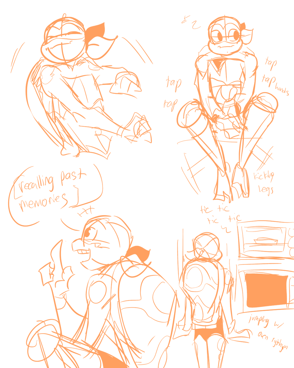 rein_reeee's tweet image. heres me projecting some of my habits when im feeling hyper into mikey. I do these mostly at home but it may show outside as well-

i may or may not kin him

#rottmnt #rottmntmikey