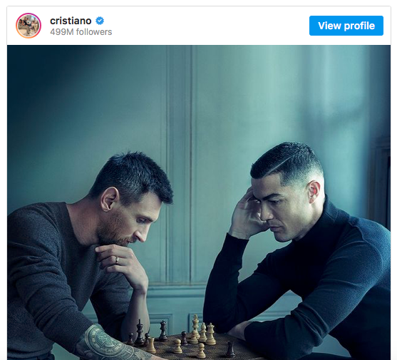 Ronaldo, Messi break the internet with Instagram chess photo - ESPN