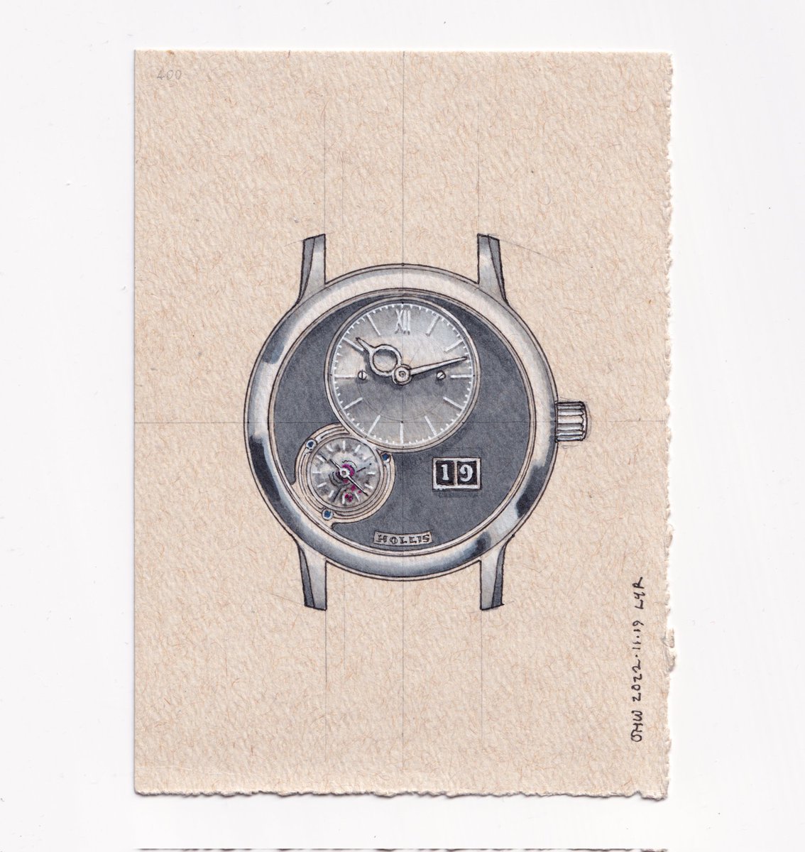CriticaLEE's tweet photo. #OHW 2875: Big date watch with a tourbillon that is partially covered by a tinted sapphire subdial. https://t.co/OfKIuTqZTM