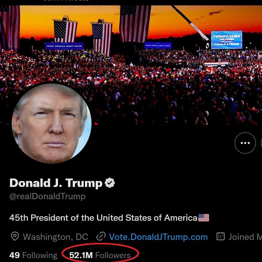 kylenabecker's tweet photo. This just in: It's been less than 10 hours since @ElonMusk let @realdonaldtrump back on Twitter — and he's already got more followers than @JoeBiden! https://t.co/2V04cf91IE