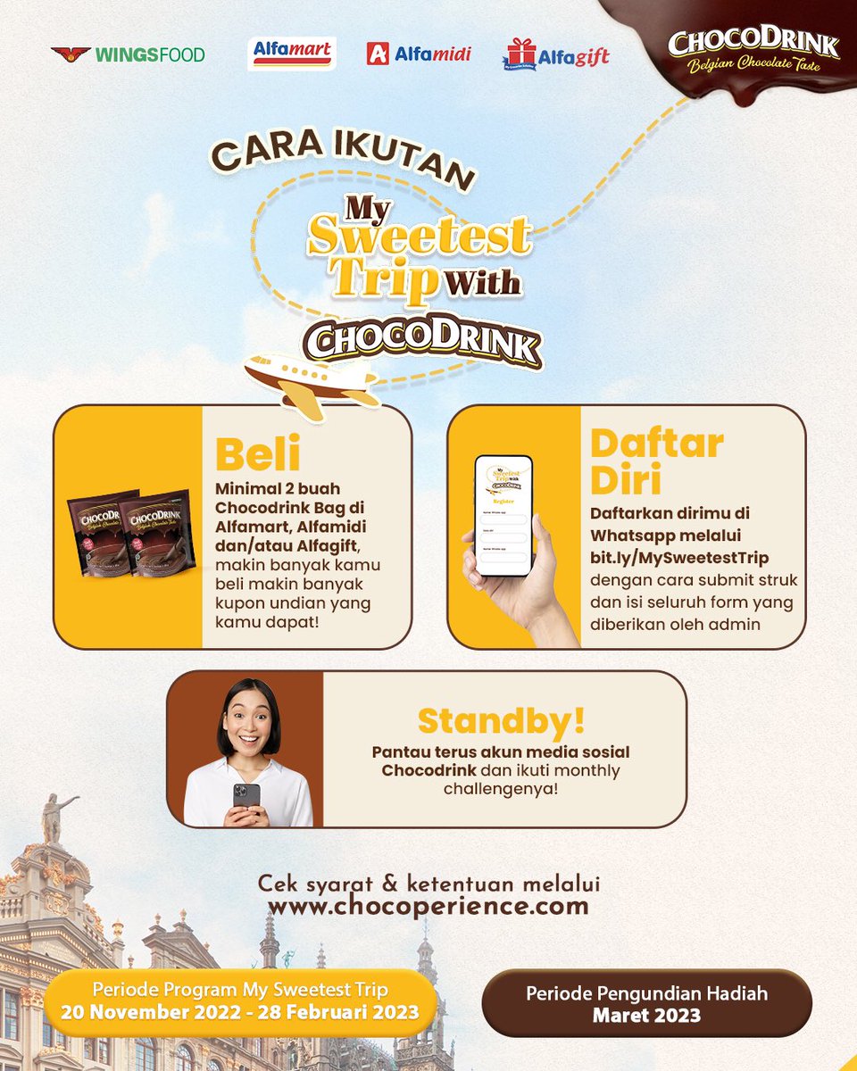 Jangan lupa cek Instagram <a href="/chocodrink/">Chocodrink</a>.id buat cari tau info lengkap seputar program My Sweetest Trip. Langsung daftarkan dirimu melalui bit.ly/MySweetestTrip atau klik link yang ada di bio Chocodrink yaaaa👀👌🏼