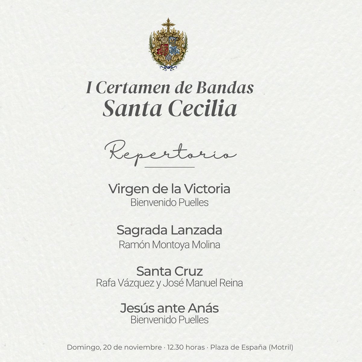 Llegó el gran día 🎺 Hoy, la Plaza de España de #Motril se inundará de música en el I Certamen de Bandas Santa Cecilia. 

¡Os esperamos!