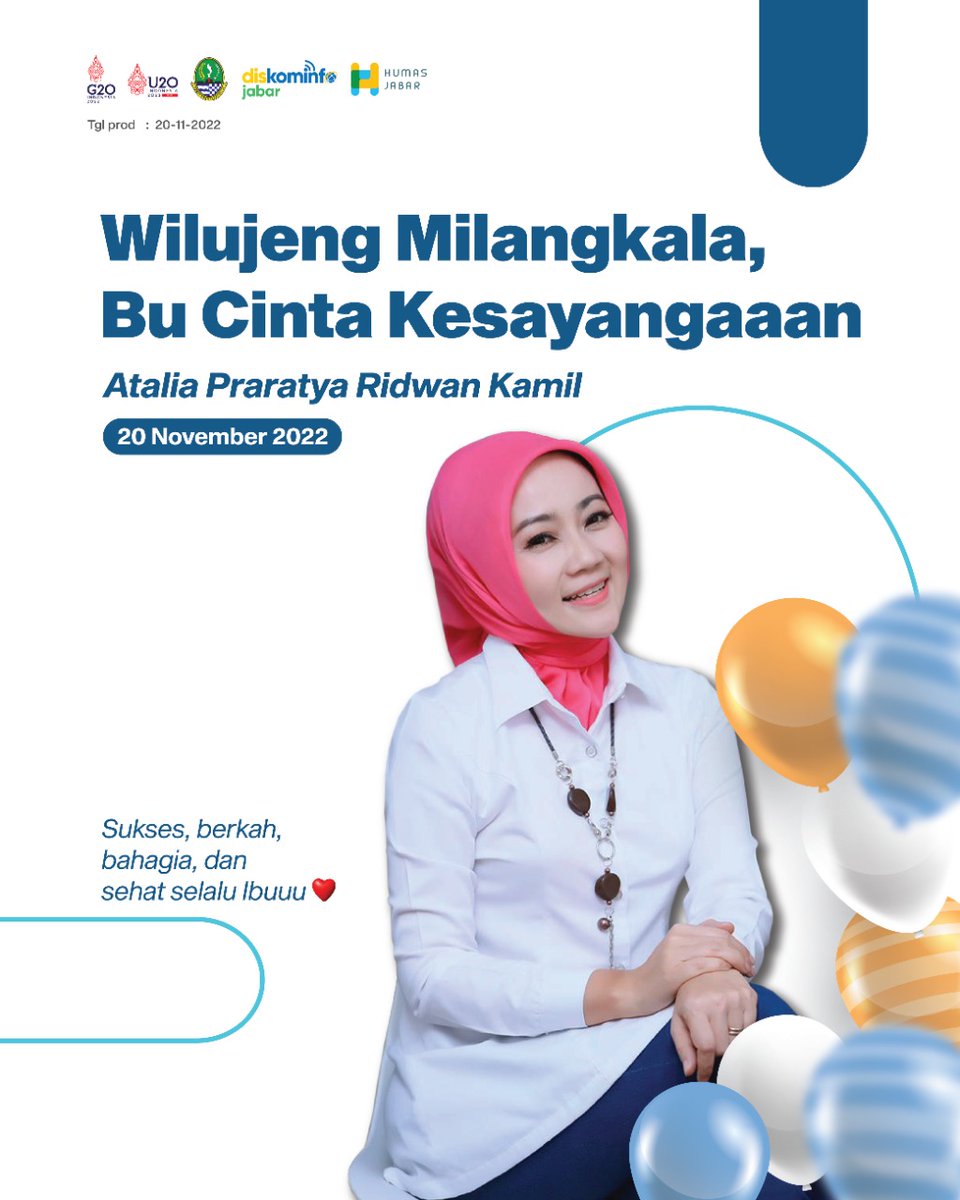 humasjabar's tweet photo. Keluarga besar Pemerintahan Daerah Provinsi Jawa Barat mengucapkan Wilujeng Milangkala Bu Cinta @ata_lia . Semoga selalu diberikan keberkahan, semakin sukses dalam menjalankan amanah dan dapat terus menginspirasi banyak orang, aamiin 😊🤲

@ridwankamil
#JabarJuara #BuCinta https://t.co/RURgrFoHzh