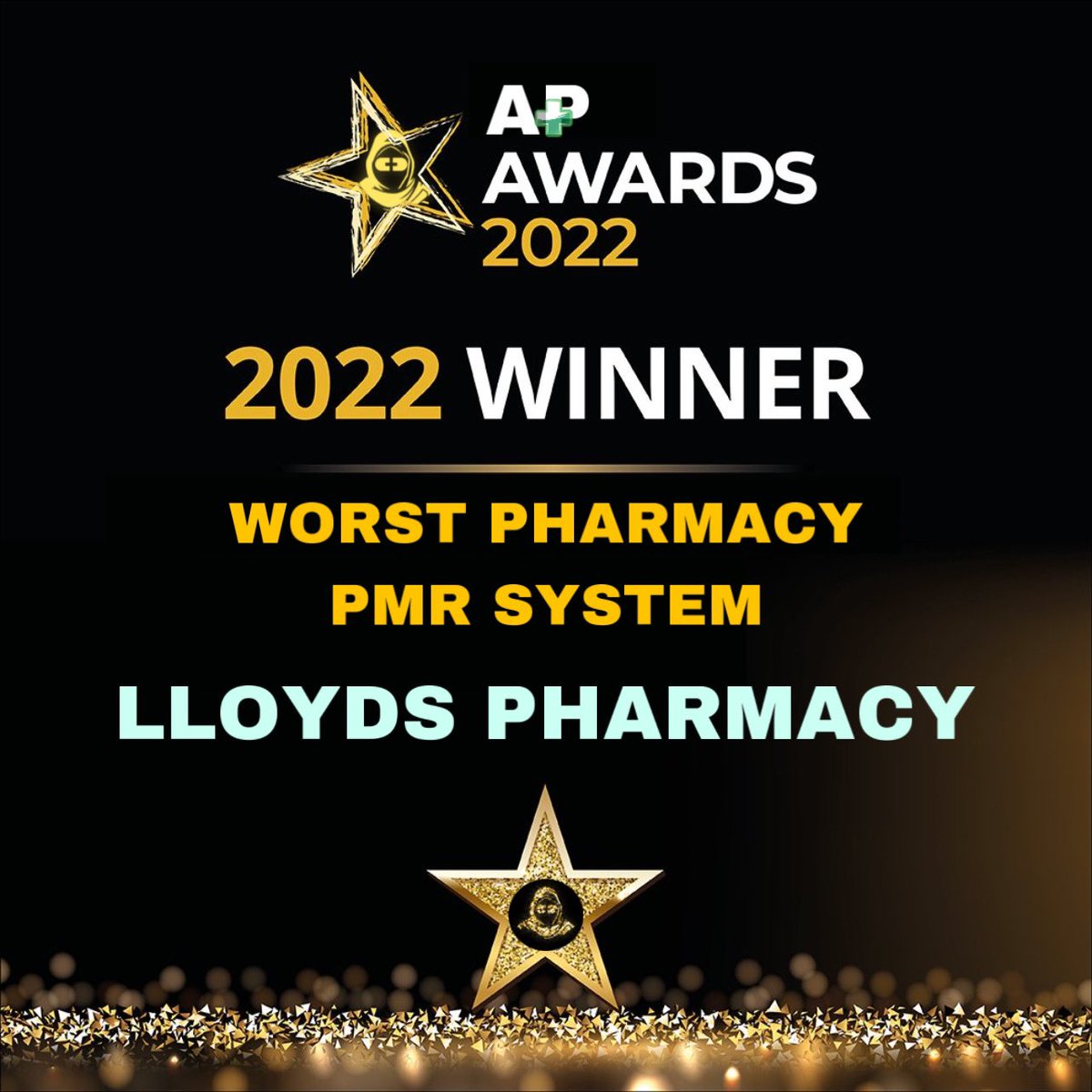 Anonpharm1's tweet image. Our 5th Award which is related to ‘innovation’ goes to @LloydsPharmacy who introduced the worst PMR system imaginable, despised by their own pharmacy staff and plagued with issues from the start The ‘LS Central’ #pharmacy system gets this gong 🏆!