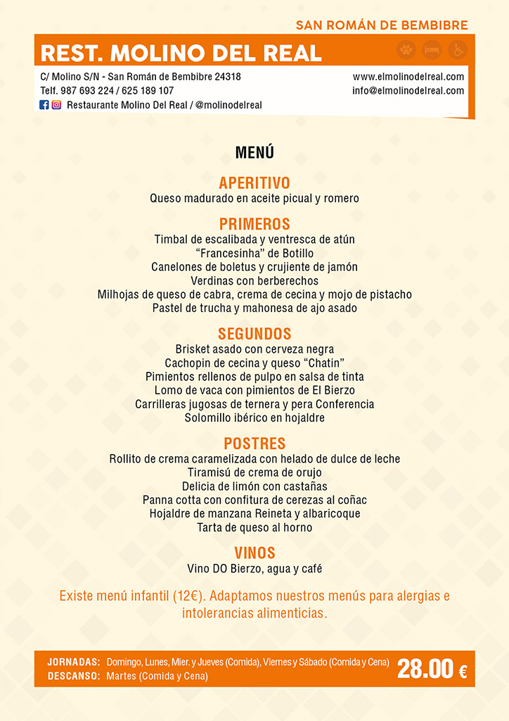 JORNADAS GASTRONÓMICAS DE EL BIERZO 
Pastel de trucha y mahonesa de ajo asado, Pimientos rellenos de pulpo en salsa de tinta y  Panna cotta con confitura de cerezas al coñac. Estas son algunas de las propuestas que nos hace el restaurante Molino del Real.
#elbierzo <a href="/CCBierzo/">Consejo Comarcal del Bierzo</a>