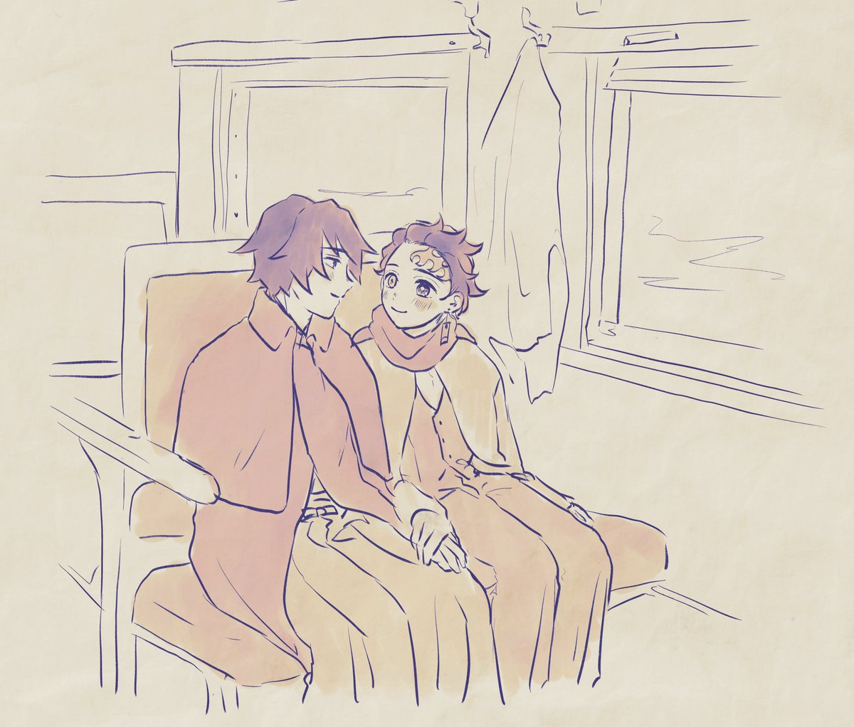 お題箱ありがとうございました🗃204話後原作軸の幸せそうな2人です🚂