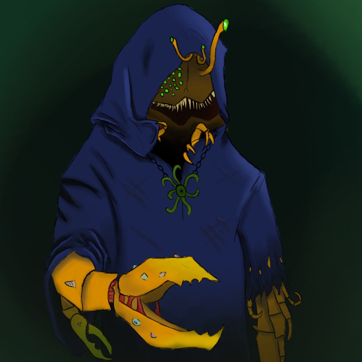 A deep sea crab cultist #Lovecraft #HorrorArt