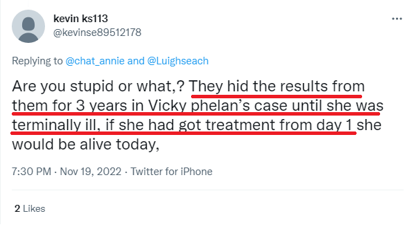 Care2much18's tweet photo. I see badly misinformed tweets like this often; that women were not told they had cancer and denied treatment.

It strikes me some on Twitter don't have a clue what the purpose of that cervical audit was or how harmful this ongoing misinformation is.

I'll (try) outline facts. /1 https://t.co/slcOHM6v6t