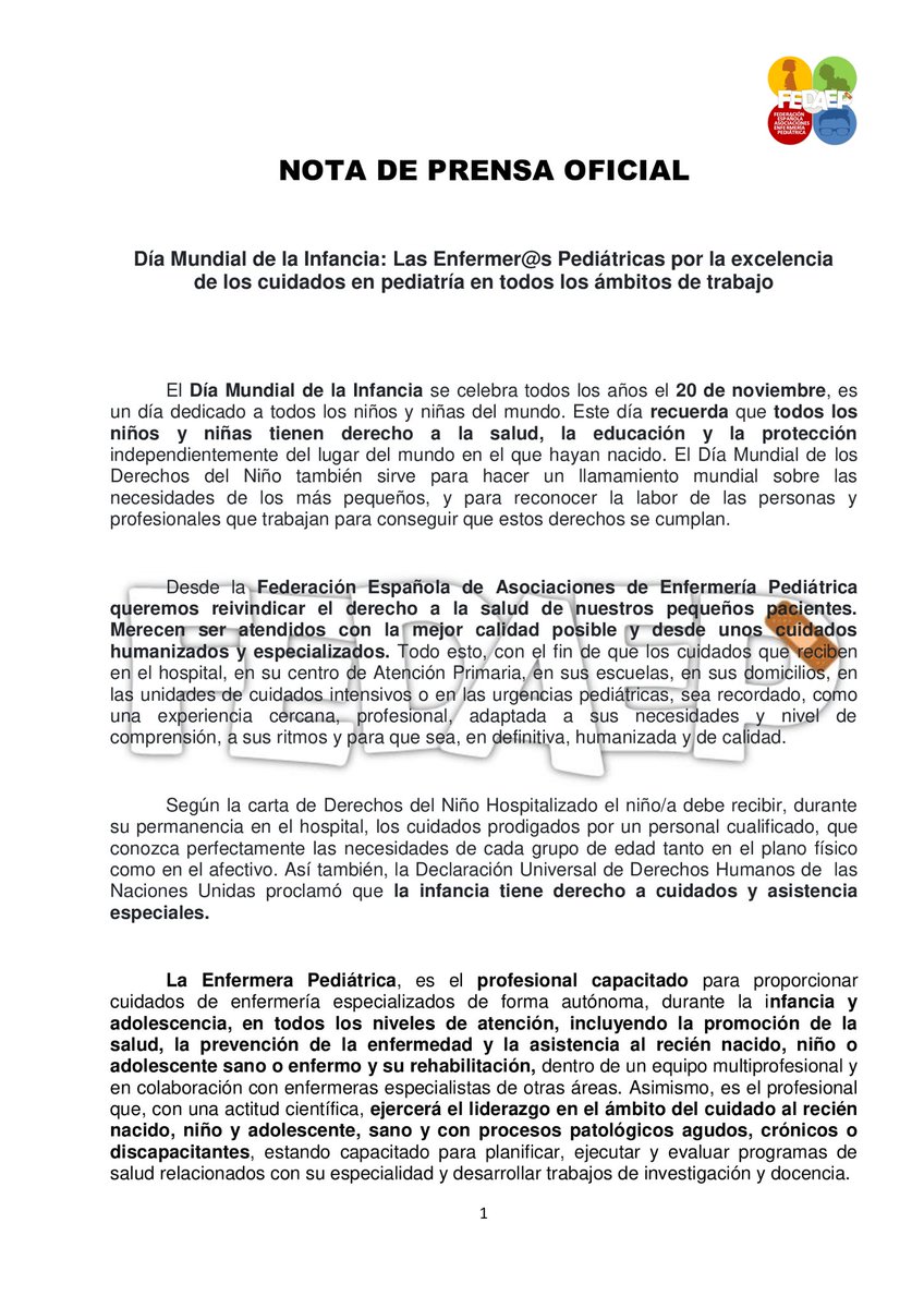 cnadep2022's tweet photo. Día Mundial de la Infancia: Las Enfermeras Pediátricas por la excelencia de los cuidados en pediatría en todos los ámbitos de trabajo.
#DiaMundialdelaInfancia 
#EnfermeríaPediátrica 
#enfermeriapediatricavisibleya
#cuidadosespecializados https://t.co/PErWly0OrO