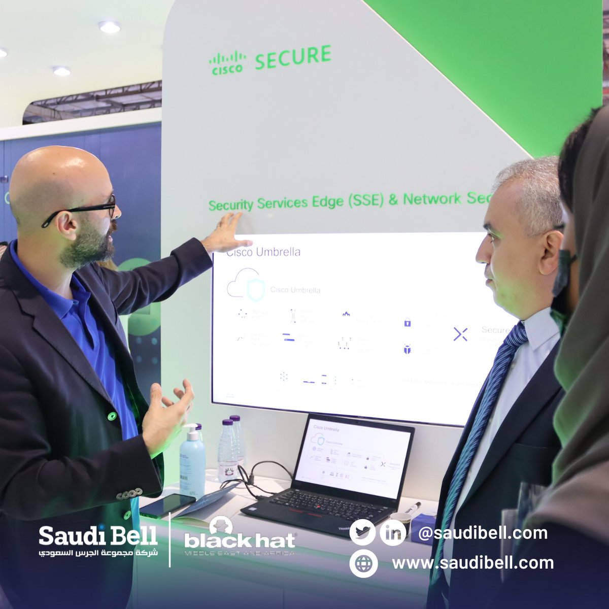 Saudibell's tweet photo. جانب من زيارة فريق مجموعة #الجرس_السعودي لشركاءنا في النجاح المشاركين في معرض بلاك هات، أكبر معرض #أمن_سيبراني في المنطقة.

@Blackhatmea
@CiscoSaudia
@IBMMEA
@Fortinet

#بلاك_هات22
#BHMEA22 https://t.co/kfsQ2RyJqP