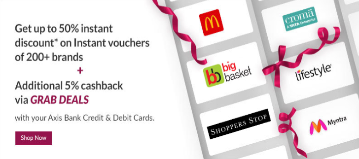 BachatXpert's tweet photo. #Axisbank Grab Deals comes out again with 5% additional cashback on e-vouchers (except Amazon &amp; Flipkart). Valid till 22nd Nov
Works on both Axis #Debitcard &amp; #creditcards

Below post explains ways to #savemoney &amp; how to use GrabDeals for more #bachat
https://t.co/AWaw1KmBwt https://t.co/9V9OGvKKjS