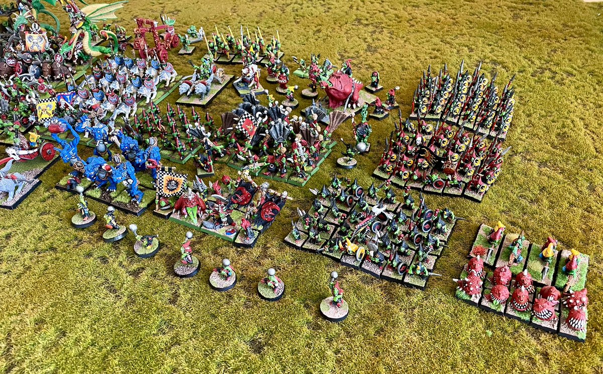 lpbker's tweet photo. Another day, another army… greenskins, a personal favourite that continued growing since this photo was taken 18 months ago! Probably about 20 years of pairing, the most recent unit added this year!
#oldhammer #orcsandgoblins #greenskins #warhammerfantasy https://t.co/7Oir0j1UWv
