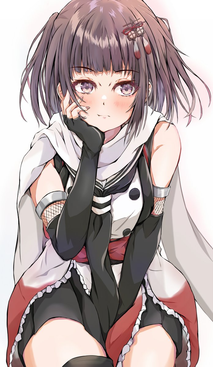 sendai (kancolle) ,sendai kai ni (kancolle) 1girl solo white scarf gloves scarf skirt two side up  illustration images