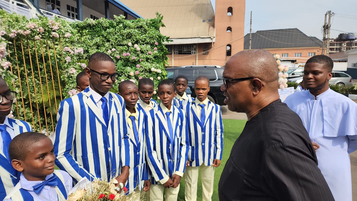 PeterObi's tweet photo. Today with the students of Christ the King College (CKC) Onitsha Anambra State, my alma mater, to celebrate the feast of Christ The King, the Almighty, by whose Grace we all exist. -PO https://t.co/WhMjr3WDsK