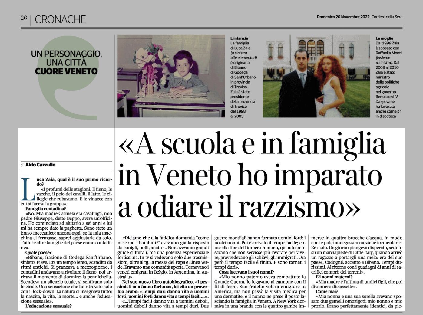 Luca Zaia on Twitter &quot;📗🗞📝 La mia intervista ad Aldo Cazzullo sul