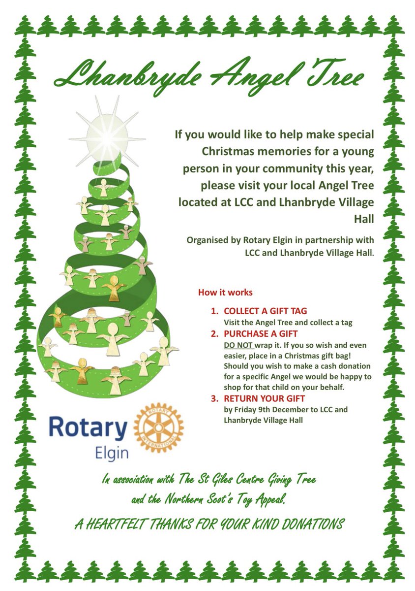 RotaryElgin's tweet photo. Rotary Elgin’s 1st Angel Tree is up in Lhanbryde Village Hall.  If you can support in any way then please do.

More trees will be popping up soon, follow us for more info as to where you can support us

#angeltrees #christmas 

https://t.co/ukOI9FJ5YH https://t.co/iE8FPISS97