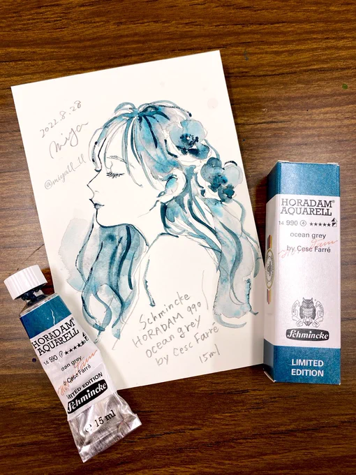 画材イベントで、1色4200円の水彩絵具があって、こんな高級なの誰が買えるんだろう…!と冷やかし気味に見ていたのですが、後日色見本から一際惹きつけられて購入しに行った色が、まさにその1色でした散々悩んだけど買って良かった!楽しい#透明水彩 