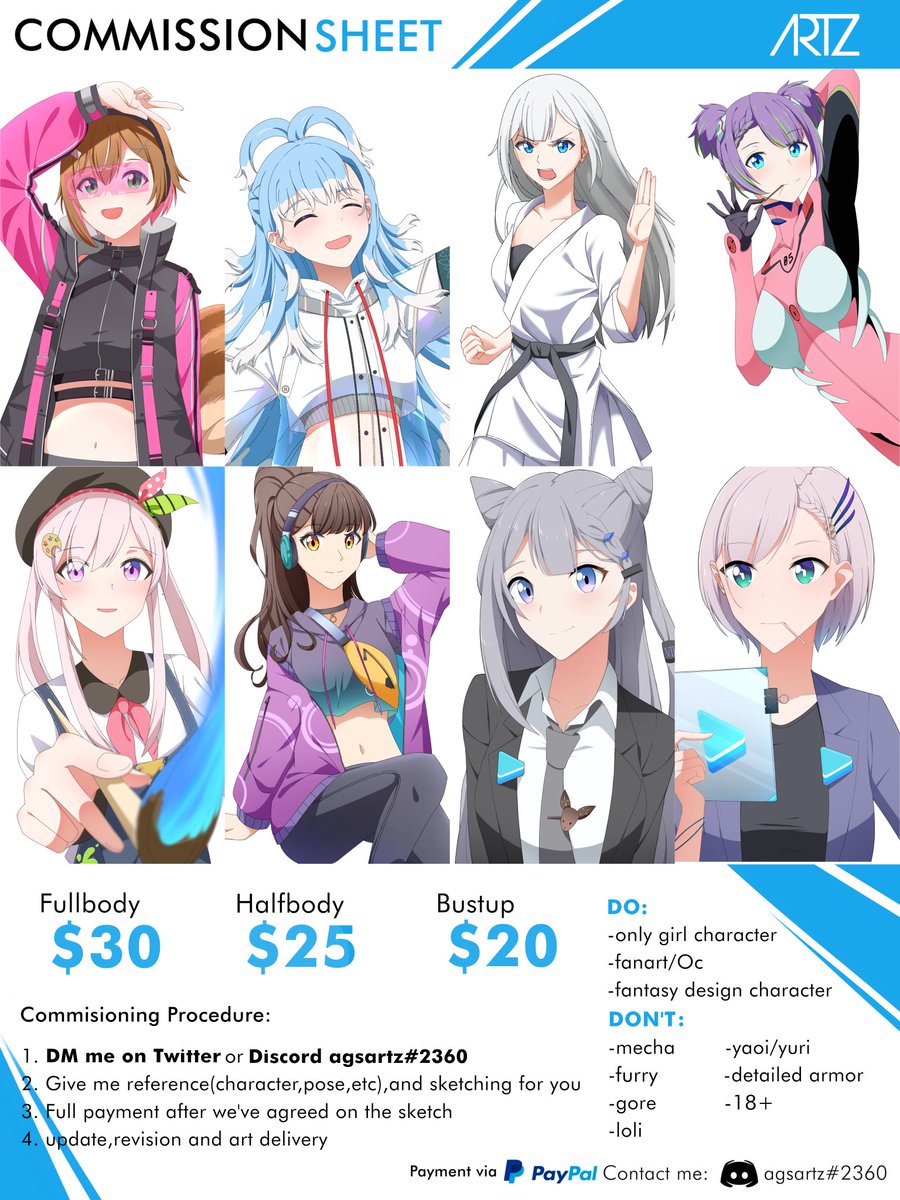 AgsArtz's tweet photo. [Retweet are very appreciated]
November Slot (0/4)

i'm always opening commission
DM me here or my discord, If you are interested

Discord: agsartz#2360

#Commission #commissionopen #commissionart #Freelance #CommissionSheet #artcommissions #opencommission https://t.co/KCIq909bmP