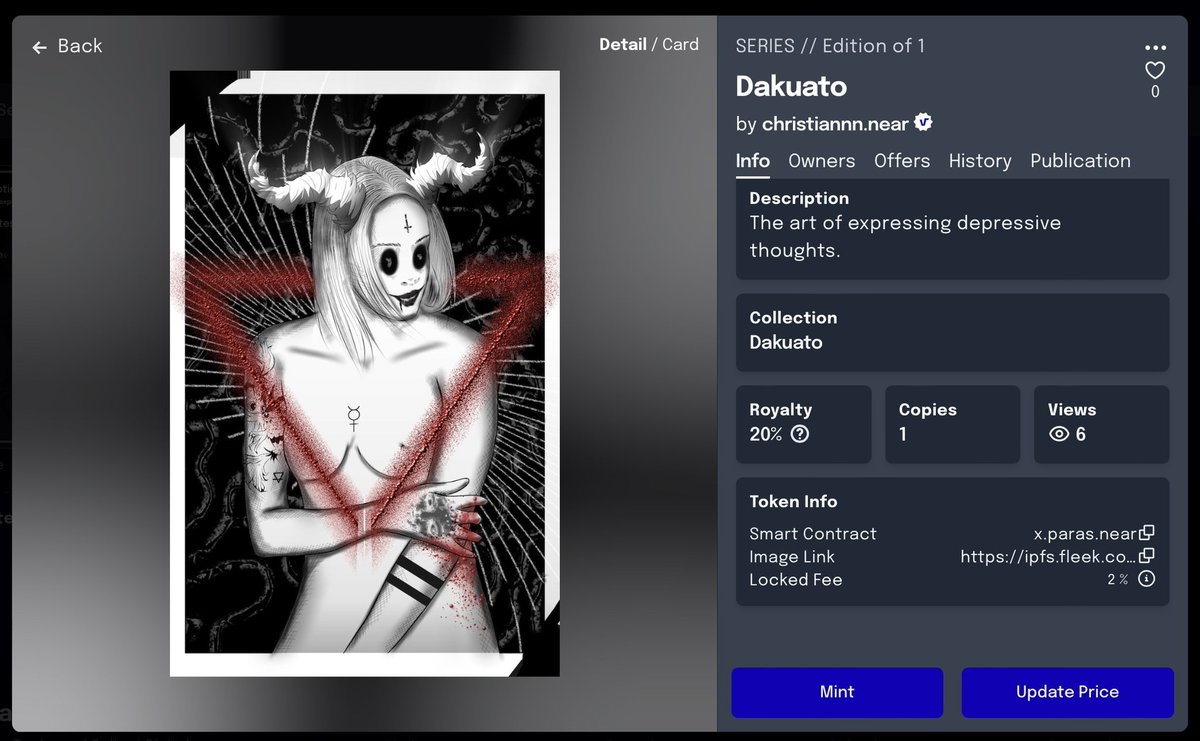 GM! Newly minted $Near fam! 🫶

"Dakuato" available at <a href="/ParasHQ/">Paras</a> 

👉🏻Check this out: paras.id/token/x.paras.…

#Near #NFT #Nearnft
