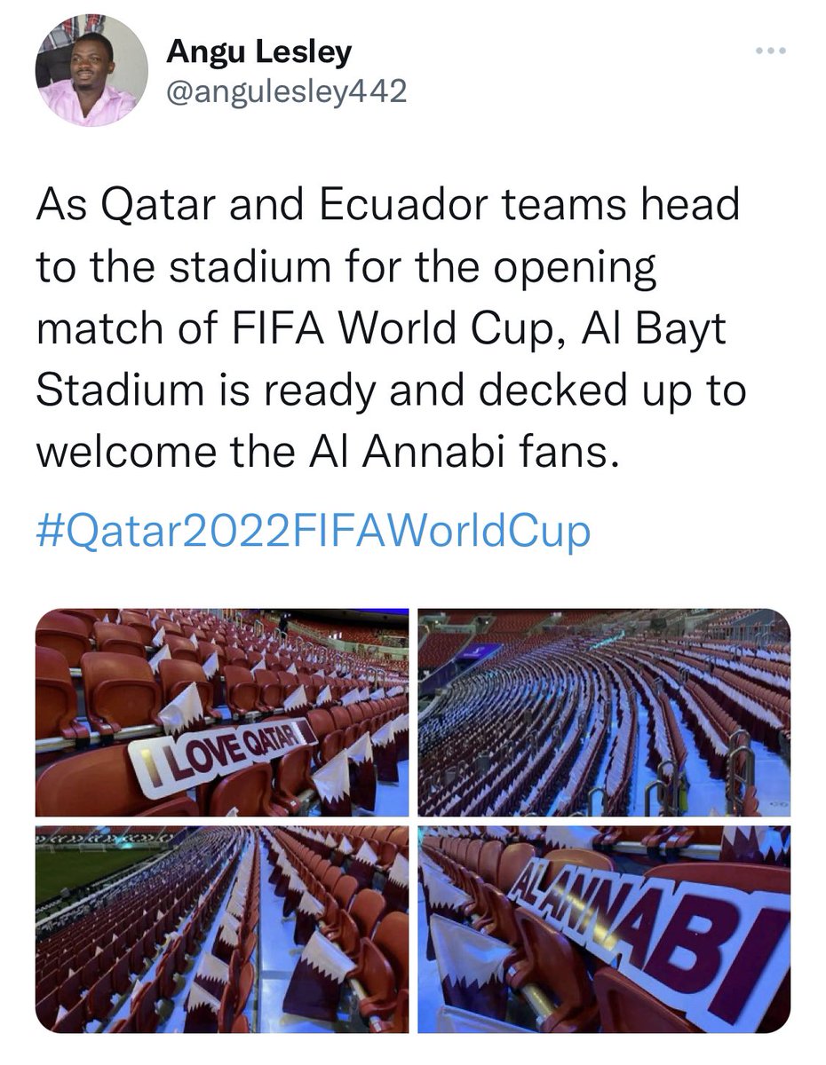 GrantWahl's tweet photo. It’s almost as if Qatar World Cup organizers have a coordinated plan using compliant journalists on Twitter to get their message out. Search “decked up” on Twitter right now 🤔 https://t.co/q9sEM0JS7n