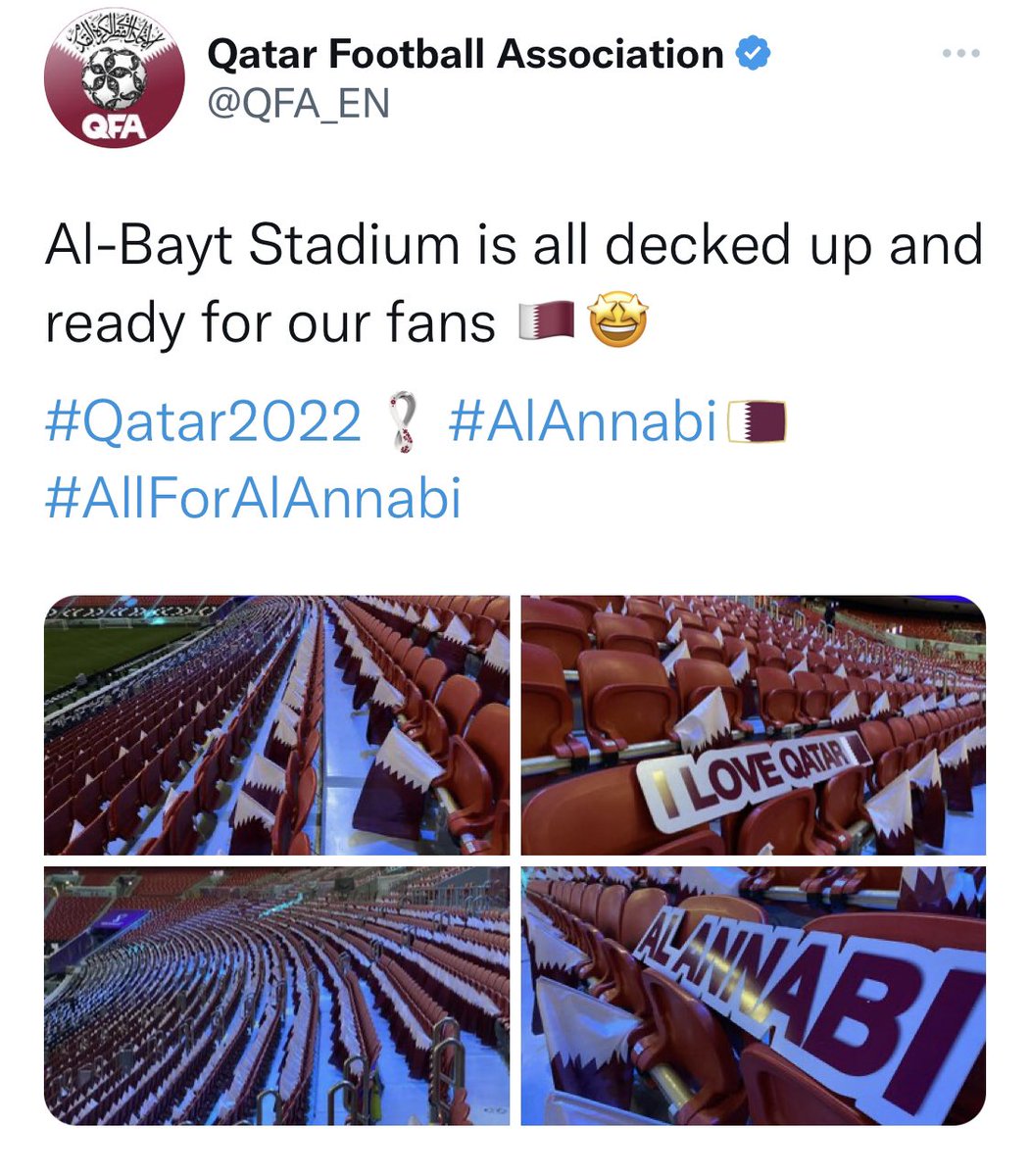 GrantWahl's tweet photo. It’s almost as if Qatar World Cup organizers have a coordinated plan using compliant journalists on Twitter to get their message out. Search “decked up” on Twitter right now 🤔 https://t.co/q9sEM0JS7n