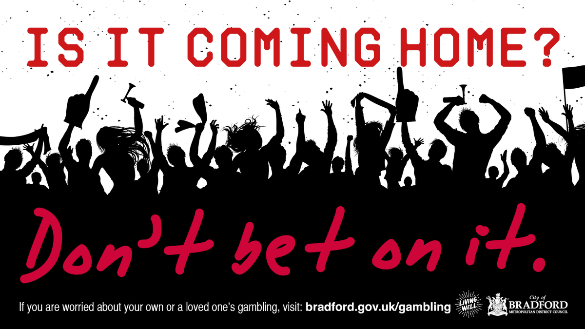 bradfordmdc's tweet photo. Whatever the chance of football coming home, beat the odds and avoid gambling during #WorldCup2022. 

If gambling becomes a problem, seek support from any of the resources available at  https://t.co/FTBXrG011y https://t.co/oSs0b4ZjdG