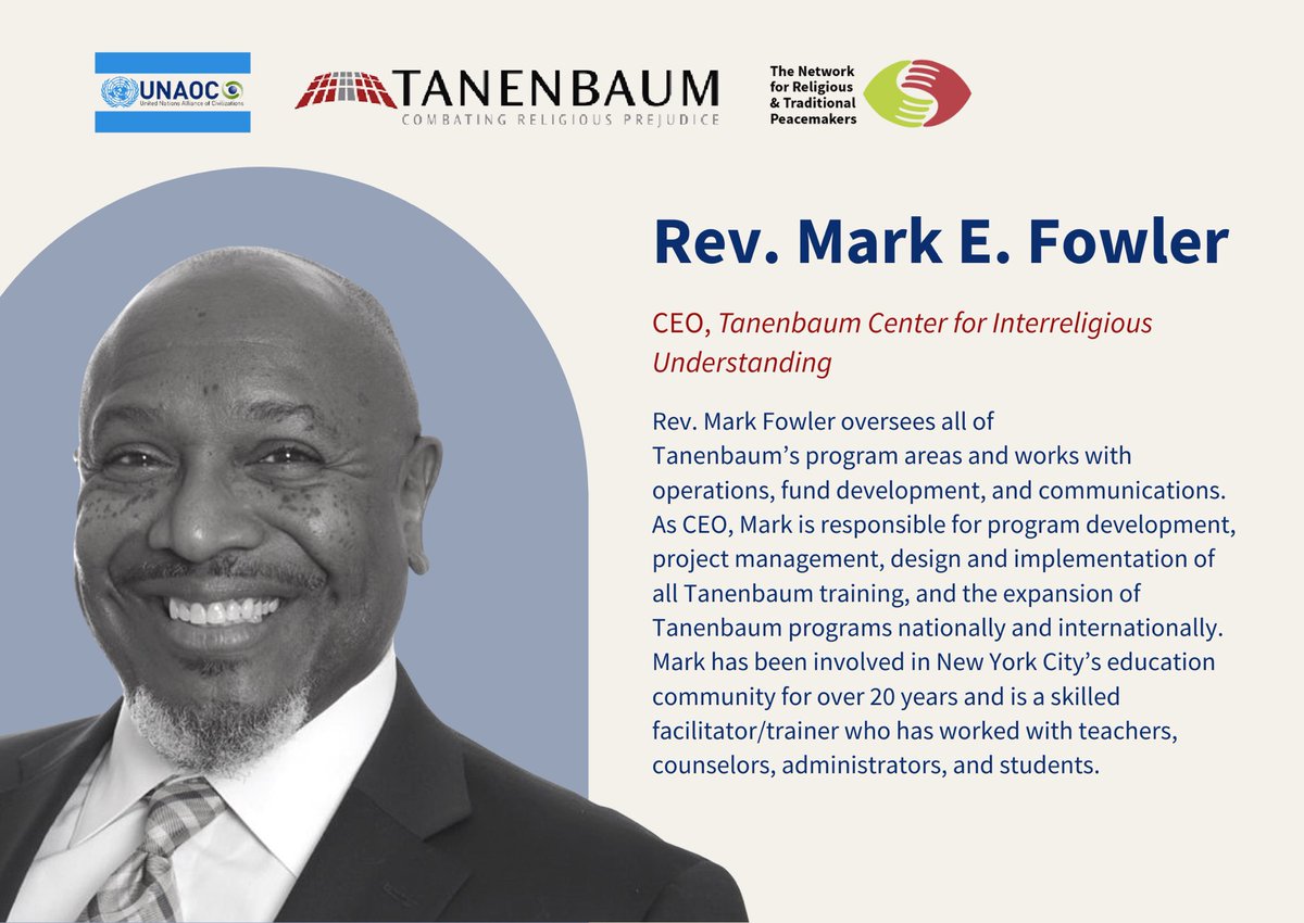 peacemakersnetw's tweet image. ➡️ @revmarkfowler of @TanenbaumCenter focuses on unpacking ourselves - our language, culture, &amp;amp; social identity in addressing racism &amp;amp; discrimination. @UNAOC