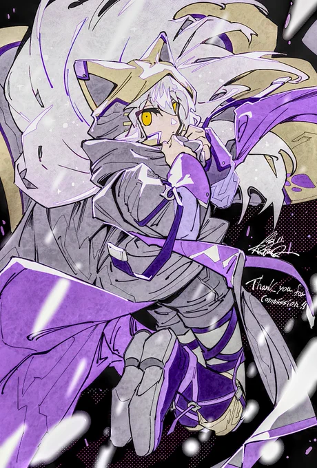 commission猫耳フードの可愛いVtuberさんを描かせて頂きました!久々の長髪の女の子描くの楽しかったです!ありがとうございました!! 