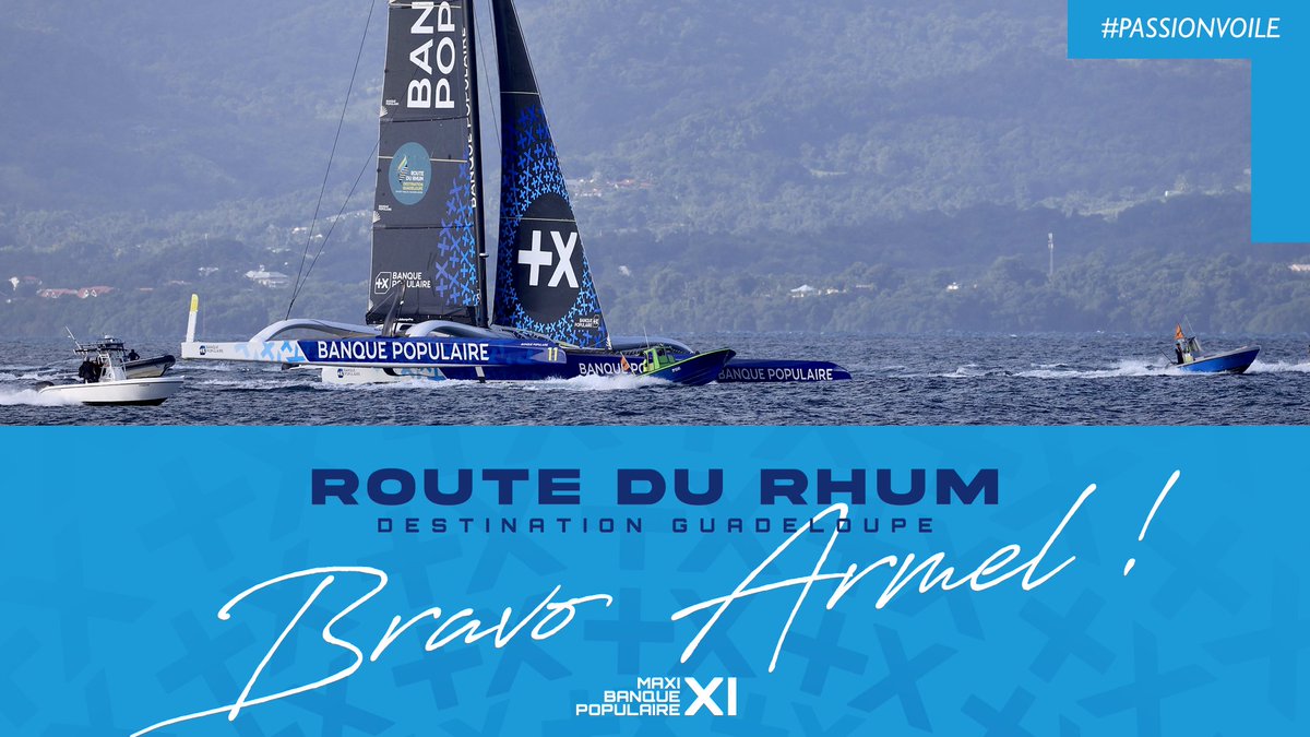 Bravo Armel ! 👏

Armel coupe la ligne d'arrivée de la <a href="/RouteDuRhum/">Route du Rhum - Destination Guadeloupe</a> après 10 jours, 22 heures, 49 minutes et 24 secondes de course à bord du Maxi Banque Populaire XI.

Une récompense pour Armel et le Team Banque Populaire qui n'ont rien lâché 👊

#BravoArmel #RDR2022