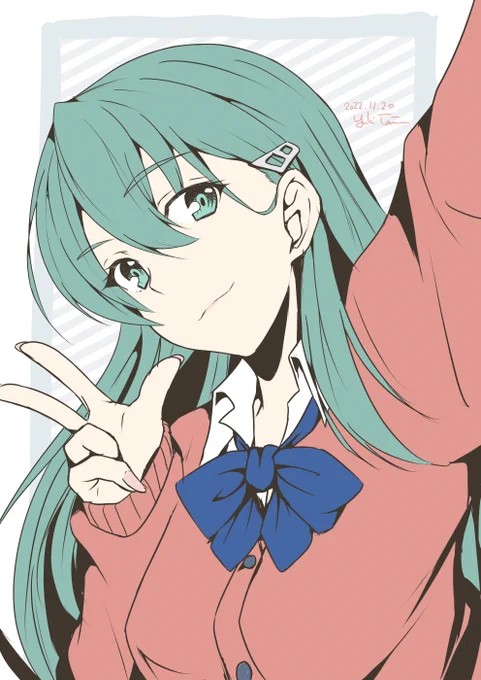 JK鈴谷(+10m)#艦これ版深夜の真剣お絵描き60分一本勝負 #艦これ版真剣お絵描き60分一本勝負_20221120#艦これ #鈴谷 