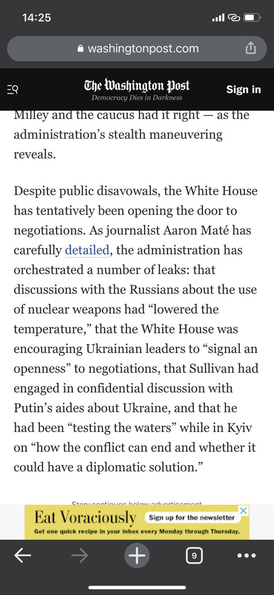 ChrisDYork's tweet photo. The Washington Post is now citing Aaron Mate as a credible source which, given his track record of atrocity denial and generally being wrong about everything, is pretty concerning https://t.co/RaGvcVEvho https://t.co/kgrypDak0r