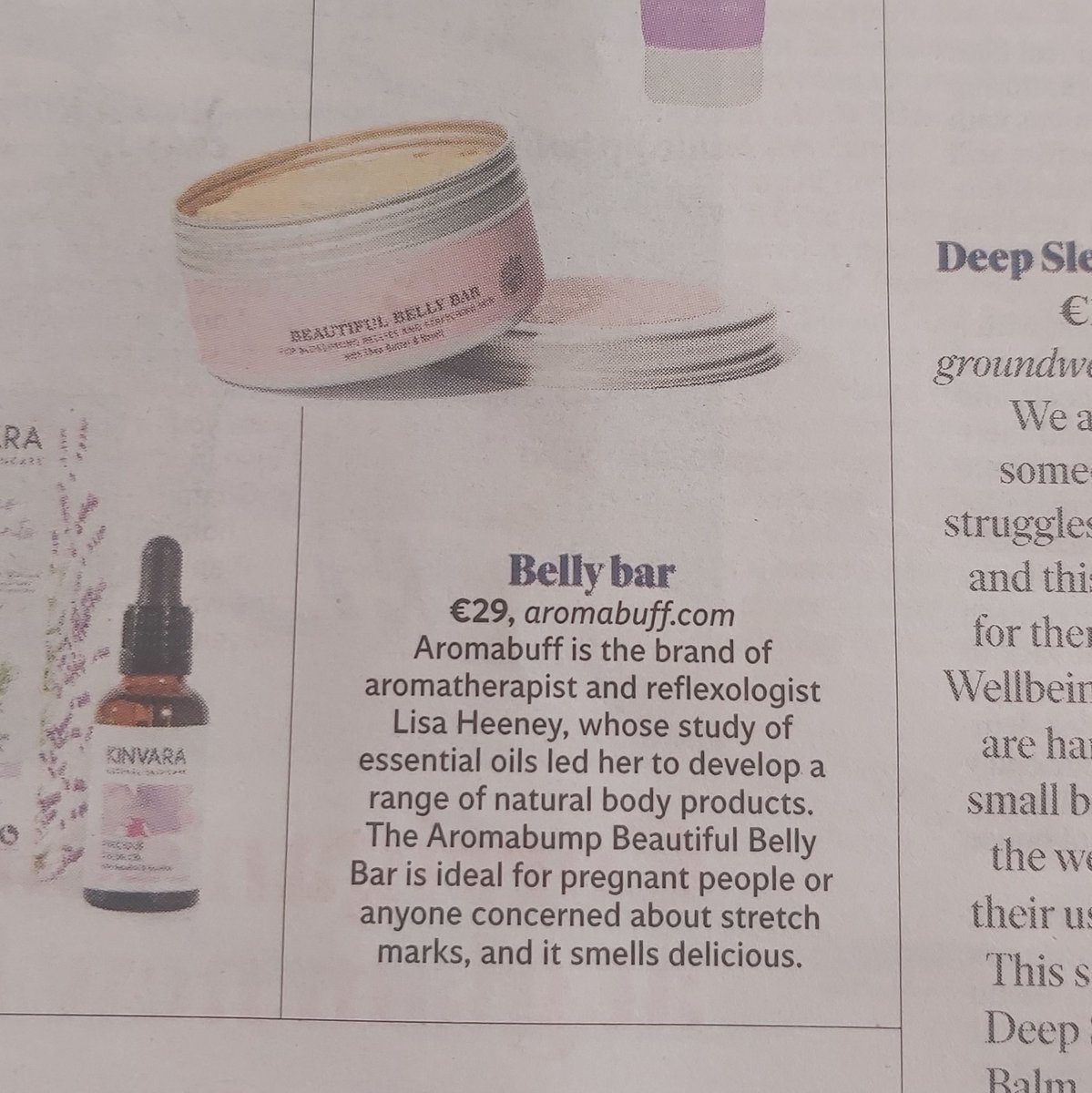 Delighted that our Beautiful Belly Bar is featured in <a href="/Independent_ie/">Irish Independent</a> 's gift guide. Thank you <a href="/louisemcsharry/">Louise McSharry</a> for featuring it 🙏💖
#stretchmarks #pregnancygift