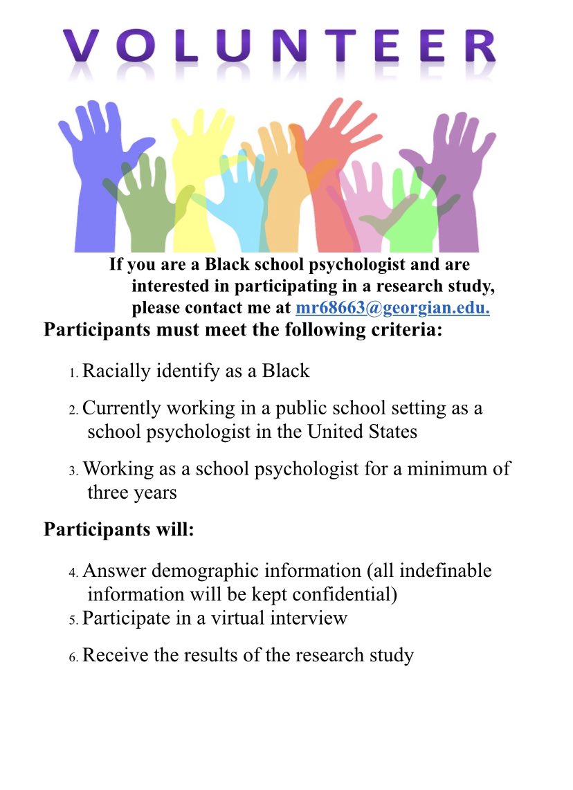 I am Monica Ralph a doctoral student at Georgian Court University. I am requesting your participation in a research study. The purpose is to explore the lived professional experiences of Black school psychologists &amp; how their racial &amp; professional identities impact their practice