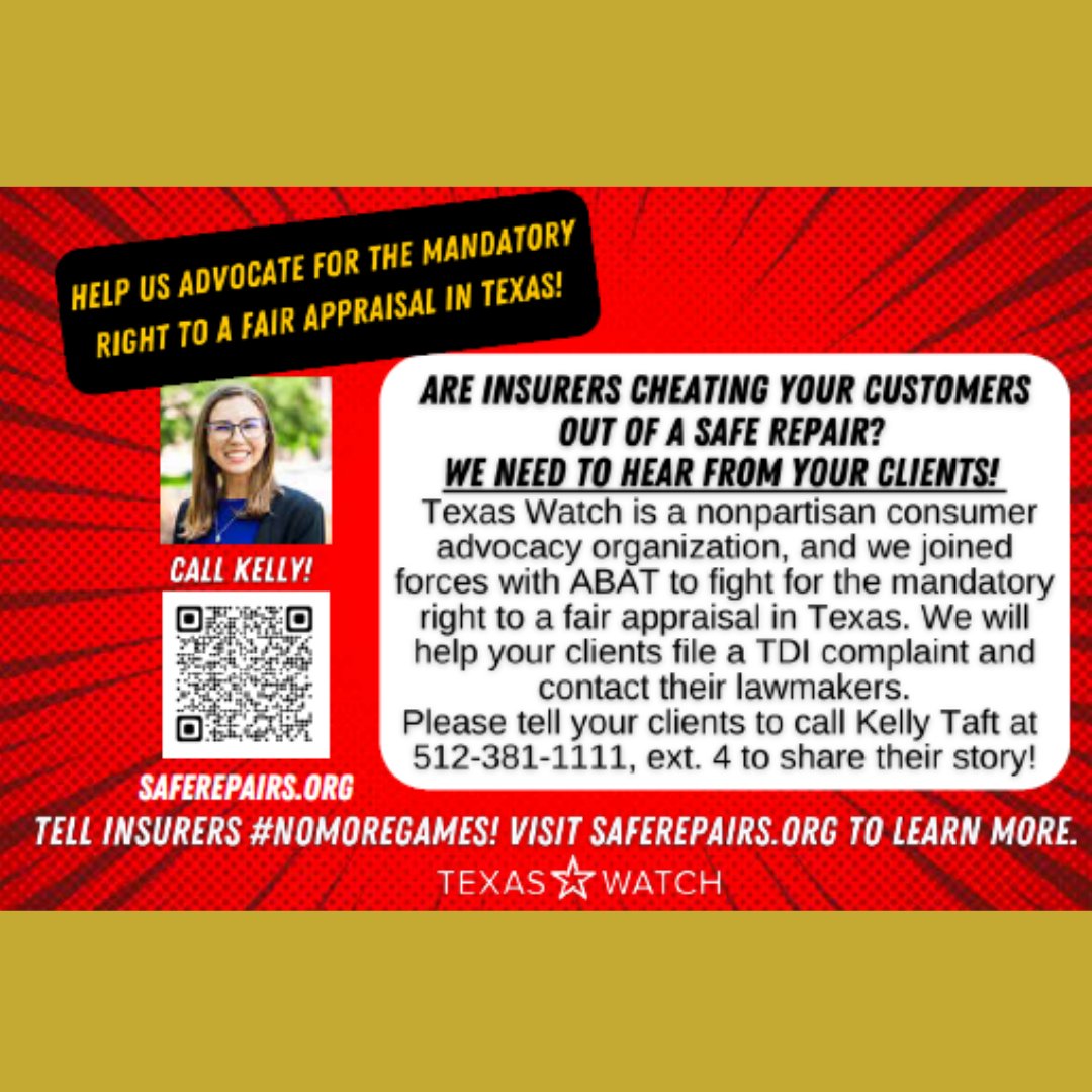 grecopublishing's tweet photo. ABAT Executive Director Jill Tuggle wants you to CALL KELLY! Find out why on page 6 of Texas https://t.co/7EST0uXxbb #TDI #consumercomplaint #callKelly https://t.co/GrxP6J53aq