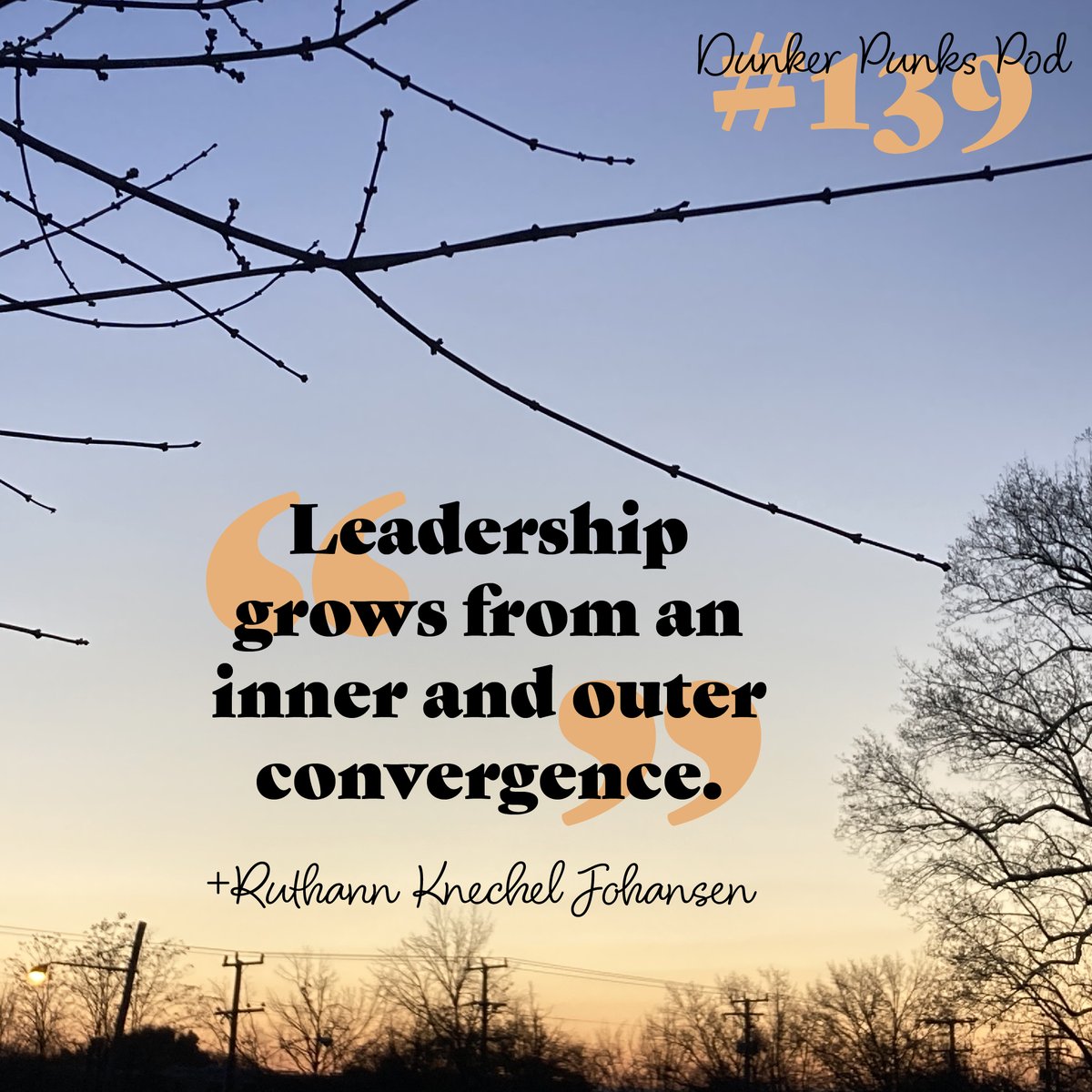 DunkerPunksPod's tweet photo. "The ways in which I think about speaking truth to power has to do with letting one’s life speak. And I would say the same thing really about leadership. That leadership grows from the integrity of one’s own life." #RuthAnnKnechelJohansen
#139 >>> https://t.co/gXJFvitm6P https://t.co/7WgTkYZYfS