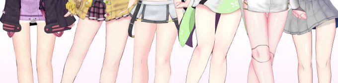 描いた立ち絵を並べて……こうじゃ #いい太ももの日 