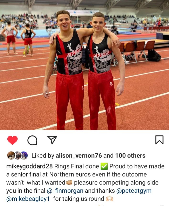 SarahGoddard19's tweet photo. Competition 1 done for England and made it to the rings final. Competing in a senior comp for the first time as a junior. You have done yourself proud Mikey and just like you told me "it's all about the fun" onwards and upwards to the GB comp next week. https://t.co/lEoudxFmlM