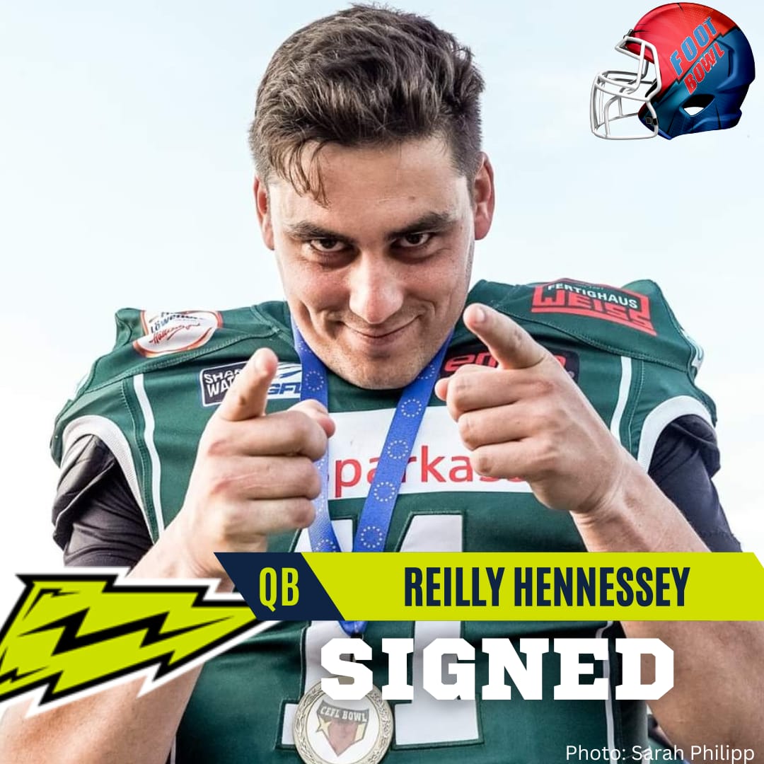 aroundtheelf's tweet photo. German Bowl MVP Hennessy follows head coach Jordan Neuman in joining the @StuttgartSurge. The Italian-American has been in Europe since 2019, winning an Italian Bowl with the Parma Panthers and a CEFL and German Bowl with the Unicorns #ELFSigning

https://t.co/RyOZrmjw6R https://t.co/5m1IJNRvMd