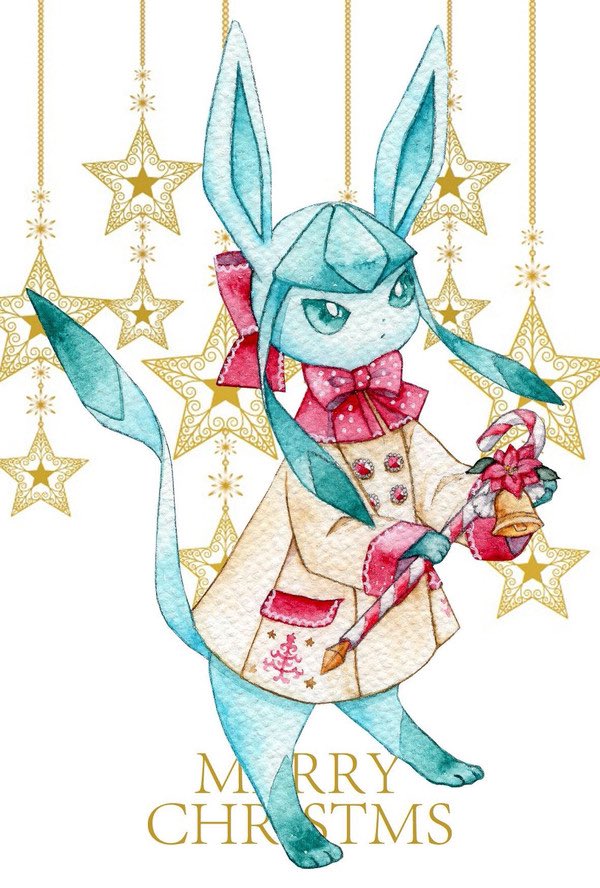 glaceon pokemon (creature) clothed pokemon no humans solo holding standing star (symbol)  illustration images